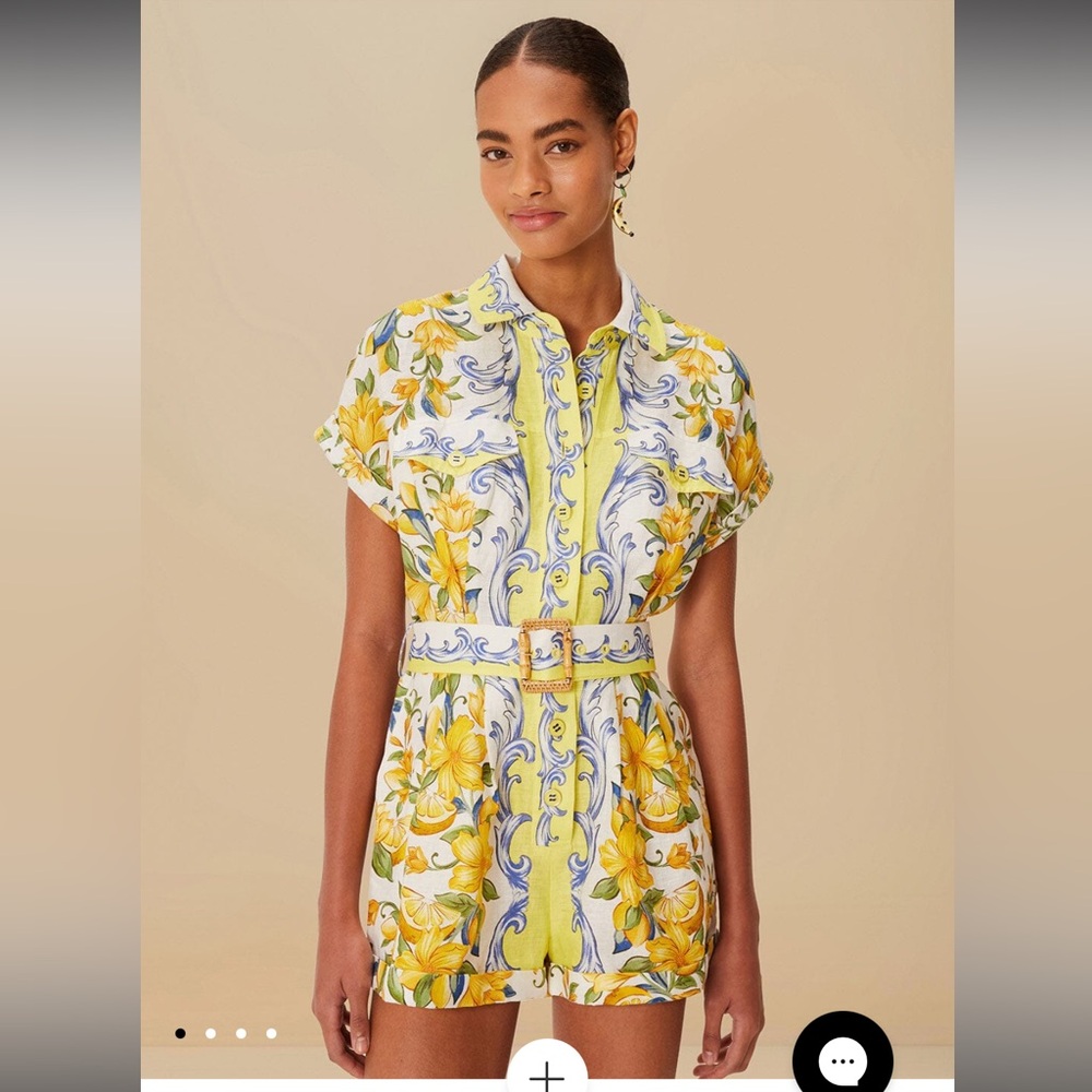 FARM Rio Yellow and Blue Floral Scarf